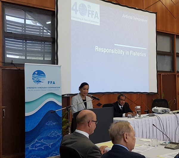 Dr Manu Tupou-Roosen addresses regional judicial symposium responsibility in fisheries