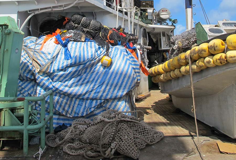 Drifting FADs on deck of a purse-seine vessel, Micronesia. Photo: Pew Charitable Trusts.
