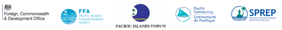 logos of UK Foreign, Commonwealth and Development Office; Pacific Islands Forum Fisheries Agency; Pacific islands Forum; Pacific Community; and Secretariat of the Pacific Regional Environmental Programme