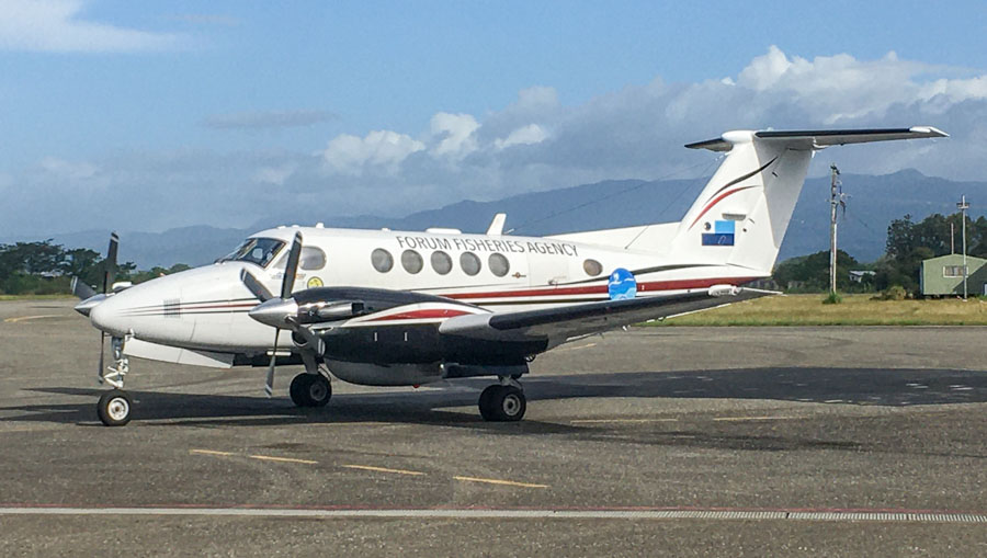 The PMSP/FFA Aerial Surveillance Program (ASP) aircraft at the Honiara International terminal. Photo: FFA.