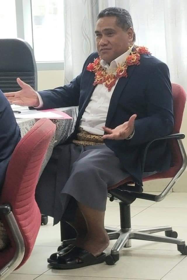 The CEO of Tonga’s environment ministry, Mr Paula Ma’u, at a meeting in early 2021