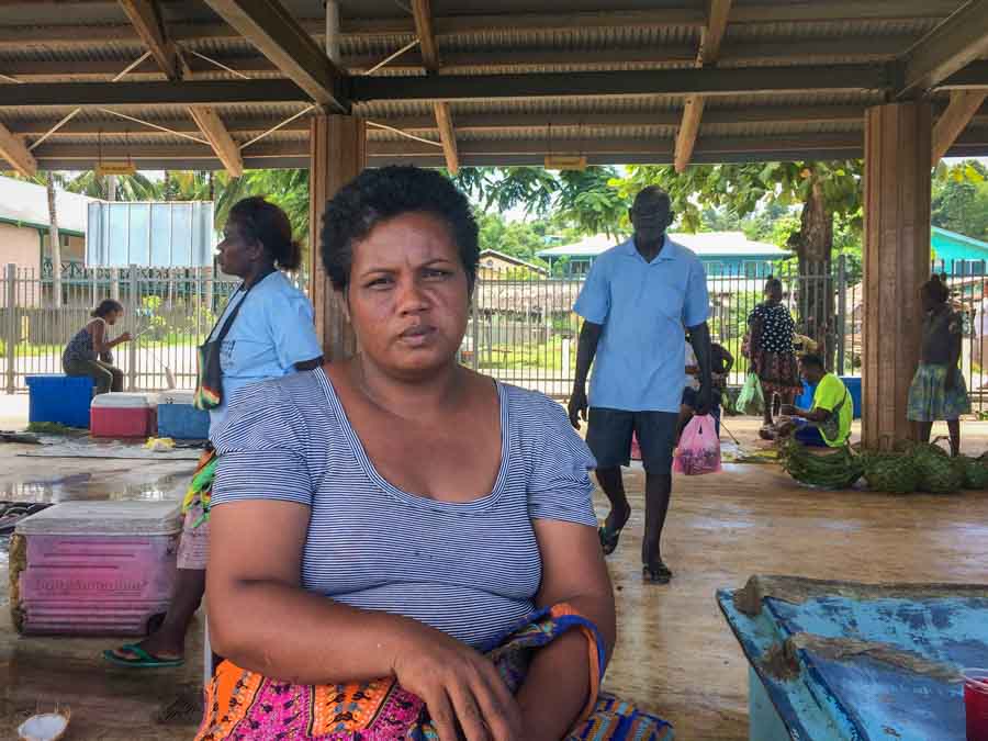 Ms Namu Avo, from the Babanga community, outside Gizo Island, often sells fish at the Gizo Fish Market. She has questioned differences in fees charged to sell fish. Photo: George J. Maelagi.