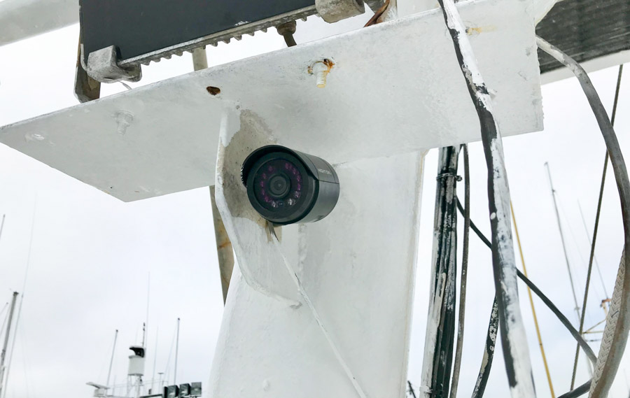 Electronic monitoring camera on fishing vessel. Photo Esther Wozniak.